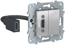 Розетка HDMI без рамки Schneider Electric Unica New 1-м. алюминий картинка